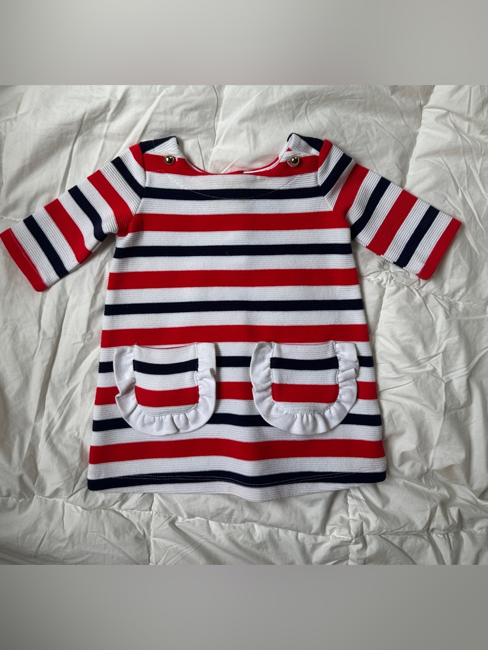 Janie and Jack Striped Red Navy White Knit Dress